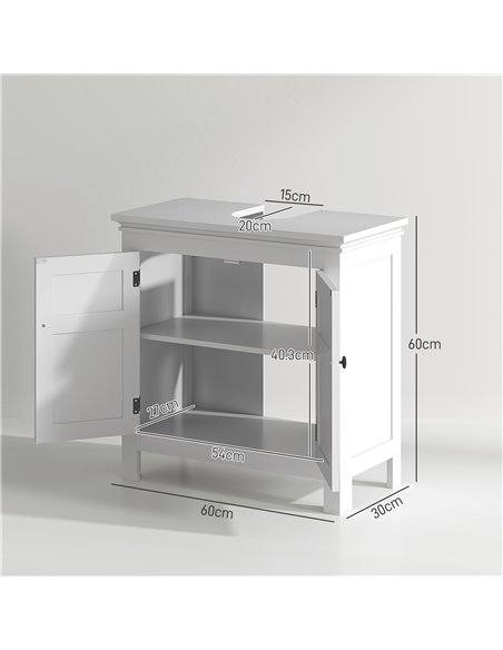 HOMCOM 15 x 20cm 'U' Cut Out Bathroom Storage Cabinet - White 834-719V00WT - pic 101865 | FastDaddyshop
