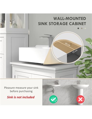 HOMCOM 15 x 20cm 'U' Cut Out Bathroom Storage Cabinet - White 834-719V00WT