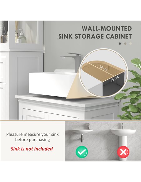 HOMCOM 15 x 20cm 'U' Cut Out Bathroom Storage Cabinet - White 834-719V00WT - pic 101866 | FastDaddyshop
