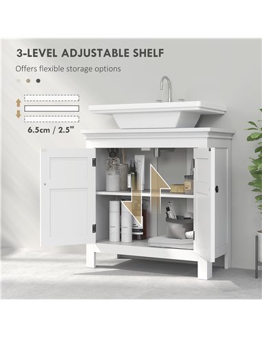 HOMCOM 15 x 20cm 'U' Cut Out Bathroom Storage Cabinet - White 834-719V00WT
