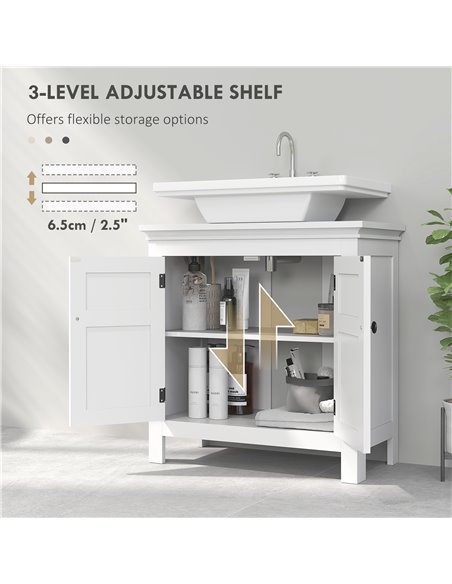 HOMCOM 15 x 20cm 'U' Cut Out Bathroom Storage Cabinet - White 834-719V00WT - pic 101867 | FastDaddyshop