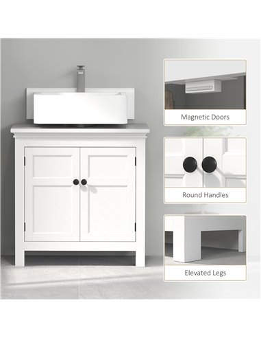 HOMCOM 15 x 20cm 'U' Cut Out Bathroom Storage Cabinet - White 834-719V00WT