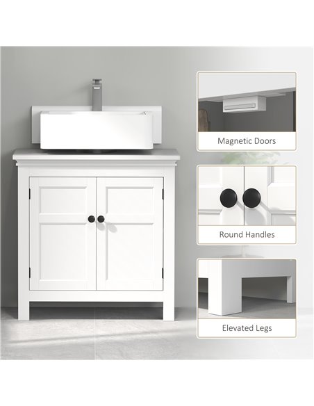 HOMCOM 15 x 20cm 'U' Cut Out Bathroom Storage Cabinet - White 834-719V00WT - pic 101868 | FastDaddyshop