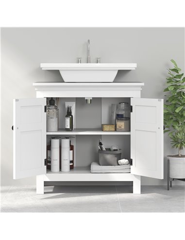 HOMCOM 15 x 20cm 'U' Cut Out Bathroom Storage Cabinet - White 834-719V00WT