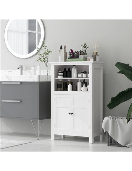 HOMCOM Multi-Storage Modern Bathroom Cabinet - White 834-718V00WT - pic 101873 | FastDaddyshop