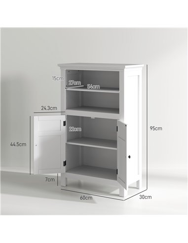 HOMCOM Multi-Storage Modern Bathroom Cabinet - White 834-718V00WT