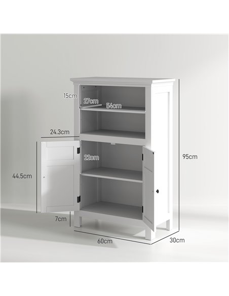 HOMCOM Multi-Storage Modern Bathroom Cabinet - White 834-718V00WT - pic 101874 | FastDaddyshop
