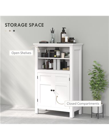 HOMCOM Multi-Storage Modern Bathroom Cabinet - White 834-718V00WT