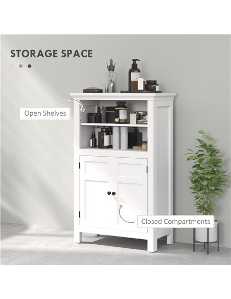 HOMCOM Multi-Storage Modern Bathroom Cabinet - White 834-718V00WT - pic 101875 | FastDaddyshop
