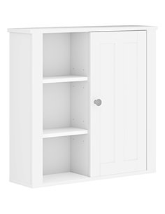 HOMCOM Bathroom Cabinet, Modern Bathroom Wall Cabinet with Adjustable Shelves and Cupboard, 53W x 15D x 51H cm, White 837-506V80
