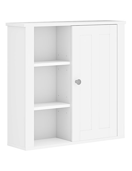HOMCOM Bathroom Cabinet, Modern Bathroom Wall Cabinet with Adjustable Shelves and Cupboard, 53W x 15D x 51H cm, White 837-506V80 - pic 101881 | FastDaddyshop