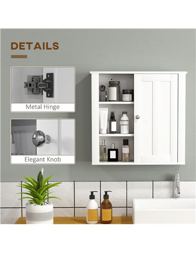 HOMCOM Bathroom Cabinet, Modern Bathroom Wall Cabinet with Adjustable Shelves and Cupboard, 53W x 15D x 51H cm, White 837-506V80