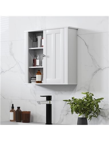 HOMCOM Bathroom Cabinet, Modern Bathroom Wall Cabinet with Adjustable Shelves and Cupboard, 53W x 15D x 51H cm, White 837-506V80