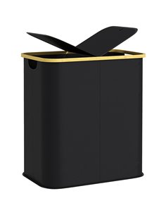 HOMCOM Double Laundry Basket With Lid, 80L Collapsible Laundry Hamper with Groove Handles, Washing Basket for Bathroom, Bedroom,