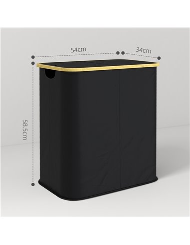 HOMCOM Double Laundry Basket With Lid, 80L Collapsible Laundry Hamper with Groove Handles, Washing Basket for Bathroom, Bedroom,