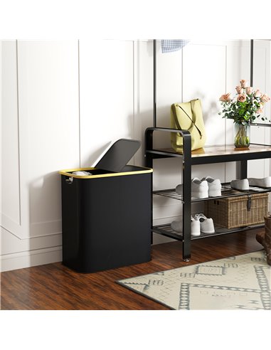 HOMCOM Double Laundry Basket With Lid, 80L Collapsible Laundry Hamper with Groove Handles, Washing Basket for Bathroom, Bedroom,