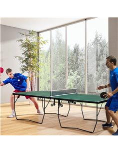 SPORTNOW 9FT Folding Table Tennis Table, with 8 Wheels, for Indoor Use - Green A90-333V00DG 2