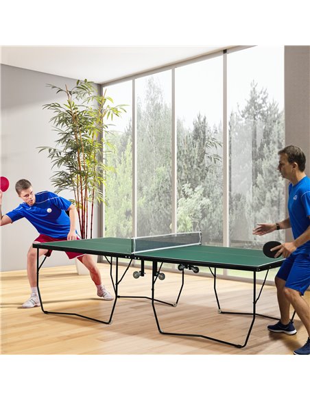 SPORTNOW 9FT Folding Table Tennis Table, with 8 Wheels, for Indoor Use - Green A90-333V00DG - pic 101927 | FastDaddyshop