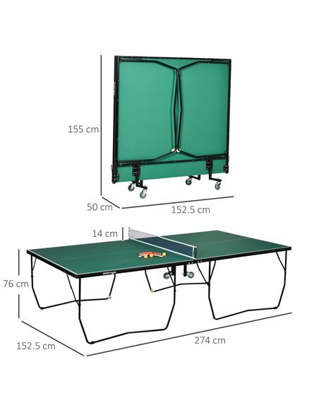SPORTNOW 9FT Folding Table Tennis Table, with 8 Wheels, for Indoor Use - Green A90-333V00DG - pic 101928 | FastDaddyshop