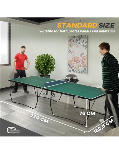 SPORTNOW 9FT Folding Table Tennis Table, with 8 Wheels, for Indoor Use - Green A90-333V00DG