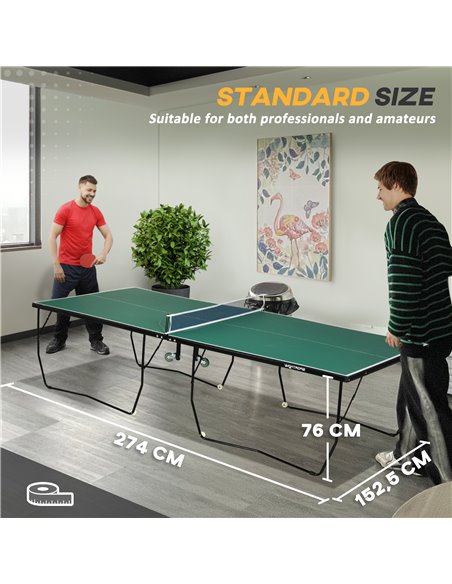 SPORTNOW 9FT Folding Table Tennis Table, with 8 Wheels, for Indoor Use - Green A90-333V00DG - pic 101929 | FastDaddyshop