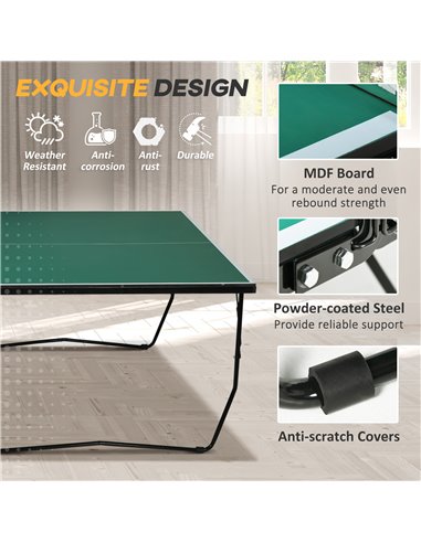 SPORTNOW 9FT Folding Table Tennis Table, with 8 Wheels, for Indoor Use - Green A90-333V00DG