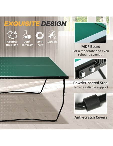 SPORTNOW 9FT Folding Table Tennis Table, with 8 Wheels, for Indoor Use - Green A90-333V00DG - pic 101931 | FastDaddyshop