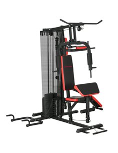 SPORTNOW Multi Gym Workout Station, Weight Machine with 65kg Weight Stack, Sit Up Bench, Push Up Stand, Dip Station A91-290V01BK