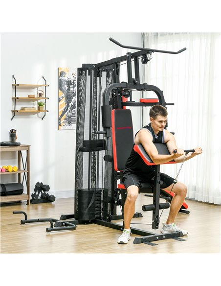SPORTNOW Multi Gym Workout Station, Weight Machine with 65kg Weight Stack, Sit Up Bench, Push Up Stand, Dip Station A91-290V01BK - pic 101936 | FastDaddyshop