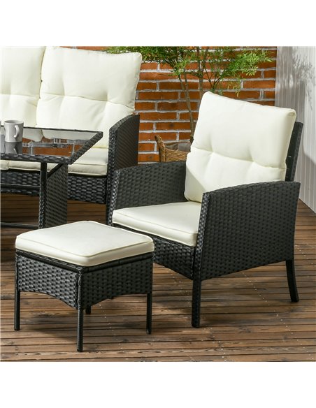 Outsunny 5 Seater Rattan Garden Furniture Set Wicker Sofa Armchairs Footstools and Glass Table Patio Rattan Sofa Sets with Cushi - pic 10198 | FastDaddyshop