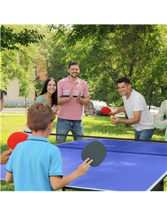 SPORTNOW 9FT Foldable Table Tennis Table, with Cover, Net, Paddles, Balls - Blue A90-352V01BU 2