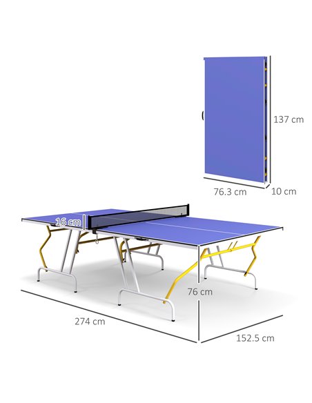 SPORTNOW 9FT Foldable Table Tennis Table, with Cover, Net, Paddles, Balls - Blue A90-352V01BU - pic 102000 | FastDaddyshop