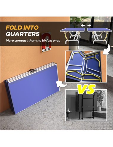 SPORTNOW 9FT Foldable Table Tennis Table, with Cover, Net, Paddles, Balls - Blue A90-352V01BU
