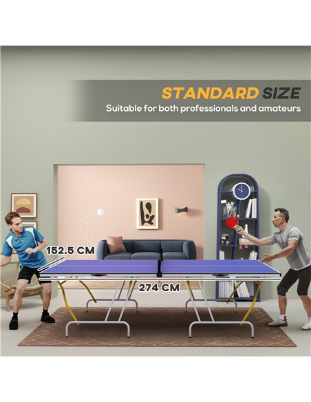 SPORTNOW 9FT Foldable Table Tennis Table, with Cover, Net, Paddles, Balls - Blue A90-352V01BU - pic 102002 | FastDaddyshop
