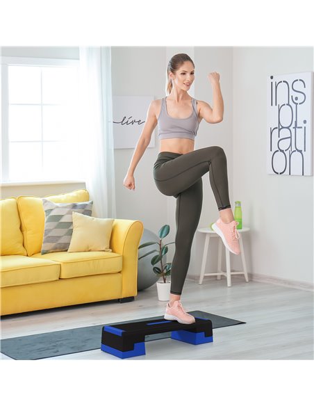 SPORTNOW 15cm/20cm/25cm Exercise Stepper for Home Workout, Aerobic Step Platform - Blue A90-355V00BU - pic 102017 | FastDaddyshop