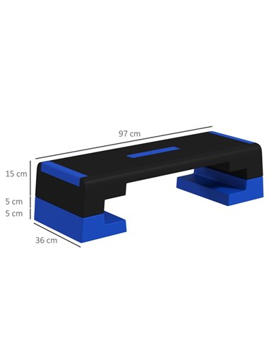 SPORTNOW 15cm/20cm/25cm Exercise Stepper for Home Workout, Aerobic Step Platform - Blue A90-355V00BU