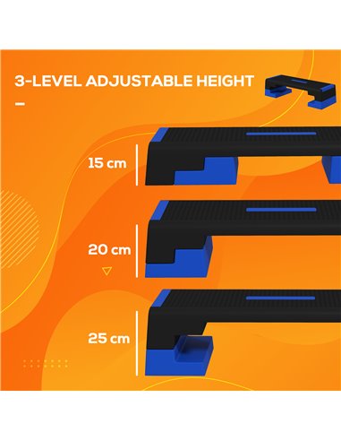SPORTNOW 15cm/20cm/25cm Exercise Stepper for Home Workout, Aerobic Step Platform - Blue A90-355V00BU