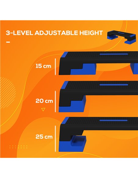 SPORTNOW 15cm/20cm/25cm Exercise Stepper for Home Workout, Aerobic Step Platform - Blue A90-355V00BU - pic 102019 | FastDaddyshop