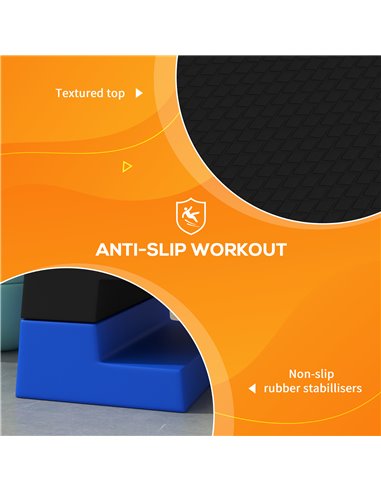 SPORTNOW 15cm/20cm/25cm Exercise Stepper for Home Workout, Aerobic Step Platform - Blue A90-355V00BU