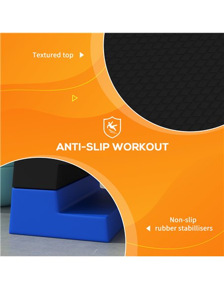 SPORTNOW 15cm/20cm/25cm Exercise Stepper for Home Workout, Aerobic Step Platform - Blue A90-355V00BU - pic 102021 | FastDaddyshop
