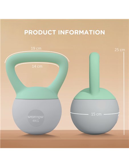 SPORTNOW 4KG Kettlebell, Soft Kettle Bell with Non-Slip Handle for Home Gym Weight Lifting and Strength Training A91-340V00GY - pic 102027 | FastDaddyshop
