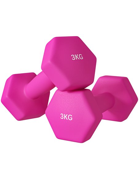 SPORTNOW 2 x 3kg Hexagonal Dumbbells Weights Set with Non-Slip Grip for Home Gym Workout, Pink A91-315V02PK - pic 102043 | FastDaddyshop