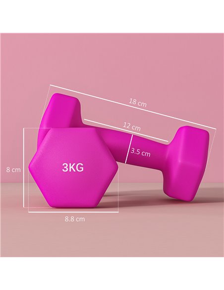 SPORTNOW 2 x 3kg Hexagonal Dumbbells Weights Set with Non-Slip Grip for Home Gym Workout, Pink A91-315V02PK - pic 102045 | FastDaddyshop