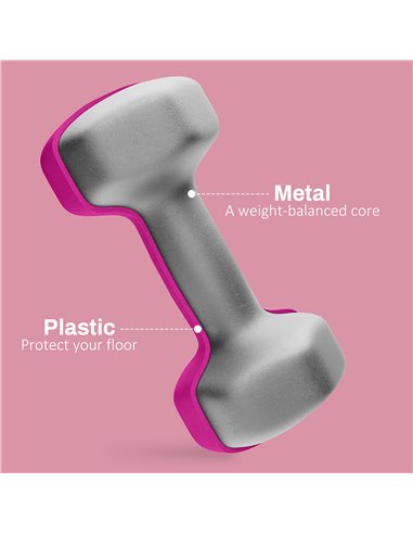 SPORTNOW 2 x 3kg Hexagonal Dumbbells Weights Set with Non-Slip Grip for Home Gym Workout, Pink A91-315V02PK
