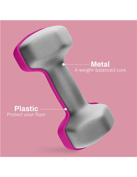 SPORTNOW 2 x 3kg Hexagonal Dumbbells Weights Set with Non-Slip Grip for Home Gym Workout, Pink A91-315V02PK - pic 102047 | FastDaddyshop
