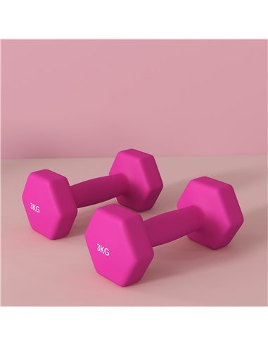 SPORTNOW 2 x 3kg Hexagonal Dumbbells Weights Set with Non-Slip Grip for Home Gym Workout, Pink A91-315V02PK