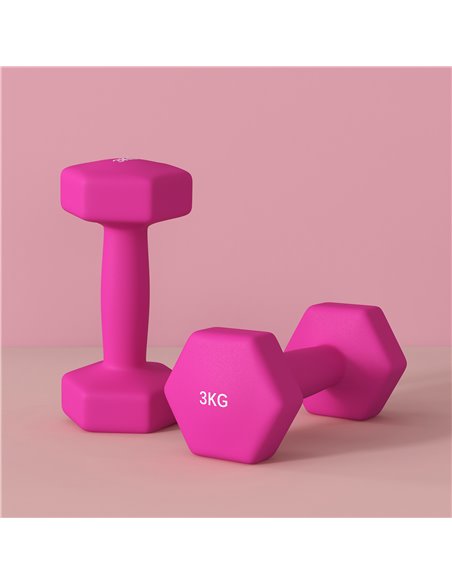 SPORTNOW 2 x 3kg Hexagonal Dumbbells Weights Set with Non-Slip Grip for Home Gym Workout, Pink A91-315V02PK - pic 102051 | FastDaddyshop