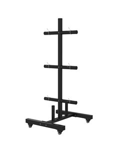SPORTNOW Weight Rack for Olympic Weight Plate, 3 Tier Weight Tree for 2 inch Plates and Bars, Weight Organizer Stand with 4 Tran