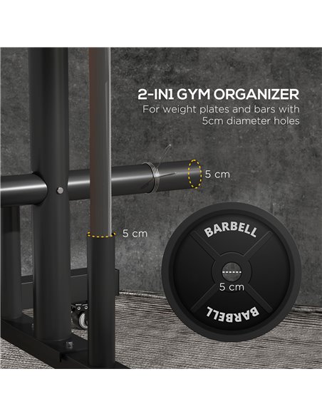 SPORTNOW Weight Rack for Olympic Weight Plate, 3 Tier Weight Tree for 2 inch Plates and Bars, Weight Organizer Stand with 4 Tran - pic 102055 | FastDaddyshop