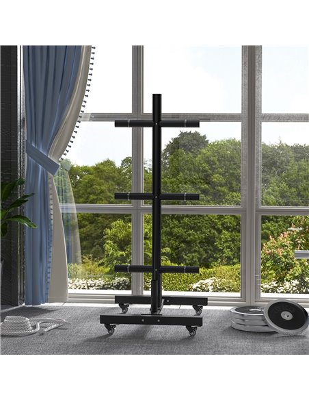 SPORTNOW Weight Rack for Olympic Weight Plate, 3 Tier Weight Tree for 2 inch Plates and Bars, Weight Organizer Stand with 4 Tran - pic 102058 | FastDaddyshop